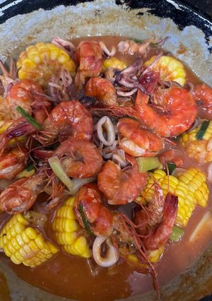 Foto resep Udang cumi jagung saos padang