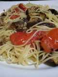 Pasta con Berenjenas y tomates al grill