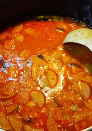 Foto resep Sup Merah Saikoro Sosis