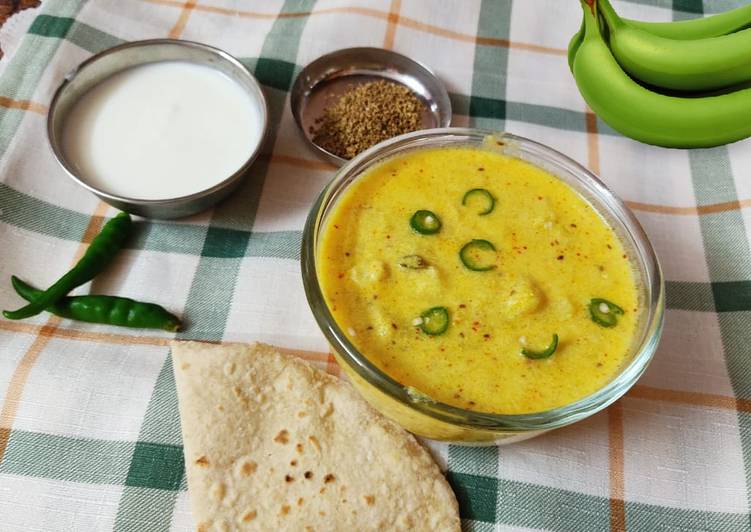 Easiest Way to Prepare Quick Dahi ka kela Curd with Raw banana