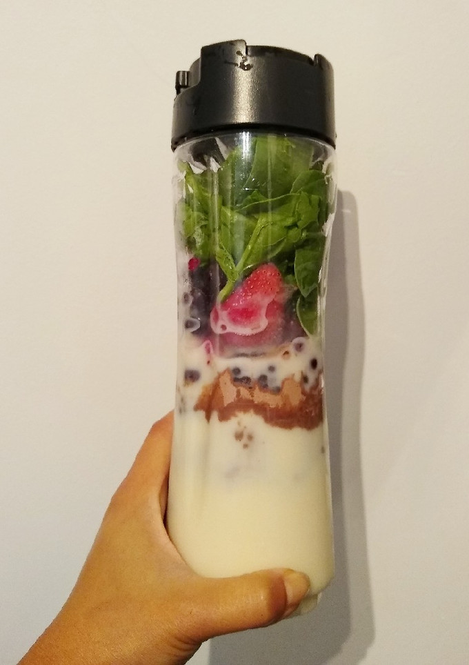 A picture of Mixed Berry Breakfast Smoothie (w/ vegan chocolate protein).
