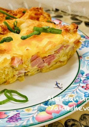 A picture of Lazy Tortilla Pie with Sausage and Cheese.