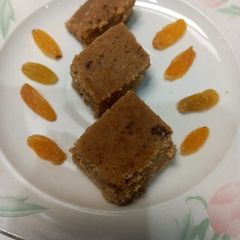 A picture of Diet burfi, whole wheat flour sy. 🥓🧈With brown sugar.
