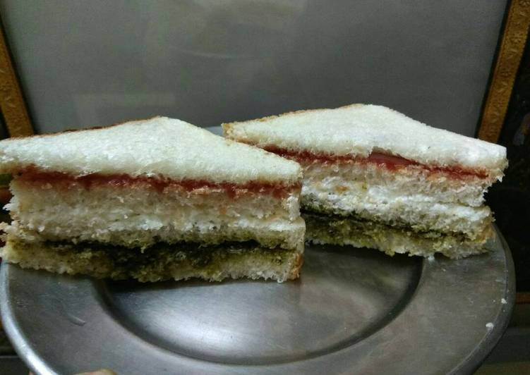 Recipe of Yummy Tricolour (tiranga) Sandwich