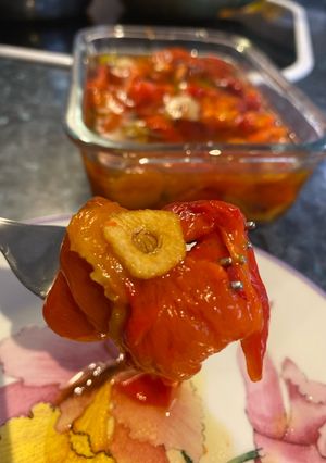 Una foto de Pimientos rojos asados