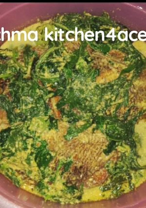 Foto resep Ikan mujair,daun singkong sntan kuning