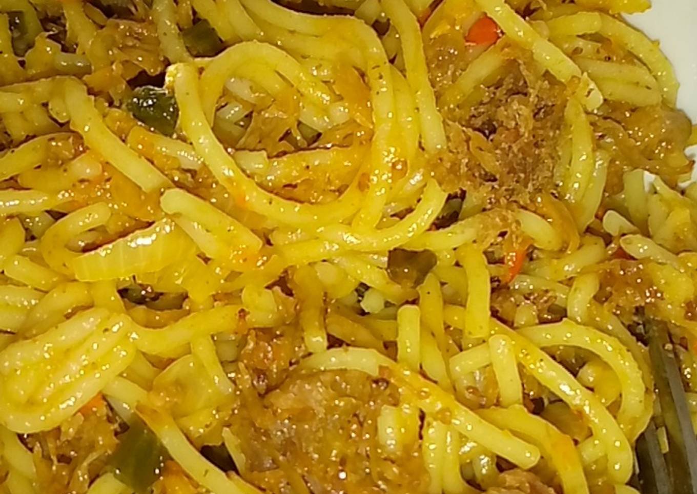 Special meat floss spaghetti