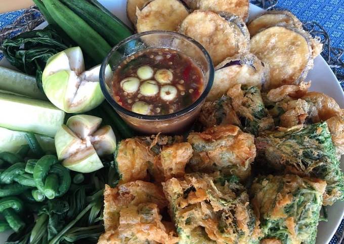 Recipe of Bobby Flay 🧑🏽‍🍳🧑🏼‍🍳 Shrimp Paste Chili Dip • Nam Prik Kapi •Climbing Wattle Omelette •fried Eggplant