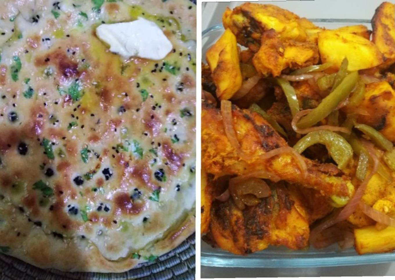 Naan with Chicken karahi