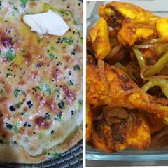 A picture of Naan with Chicken karahi.
