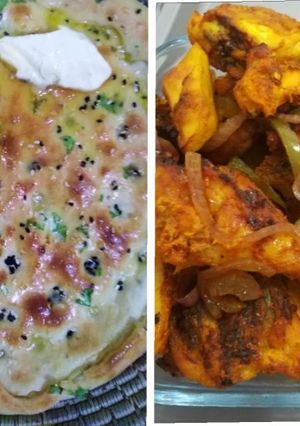 A picture of Naan with Chicken karahi.