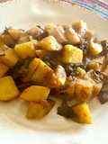 Papas con callampas de pino