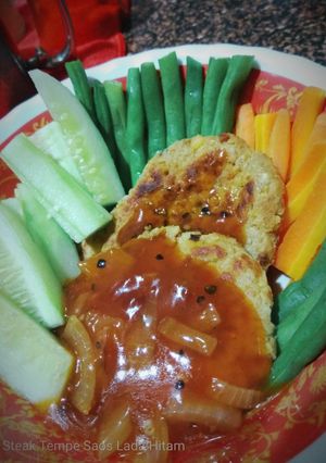 Foto resep Steak tempe saos tomat lada hitam vegetarian