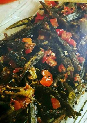 A picture of Kurkure Achari Bhindi.