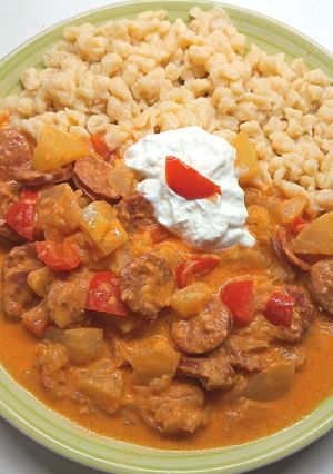 Patiszon paprikás lángoltkolbásszal🌶️ recept fotója