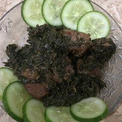 A picture of Palak with boneless beef.