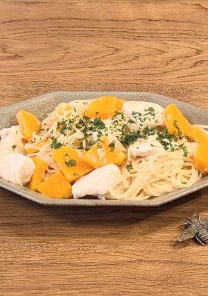 A picture of ★ Pumpkin and chicken milk pasta ★.