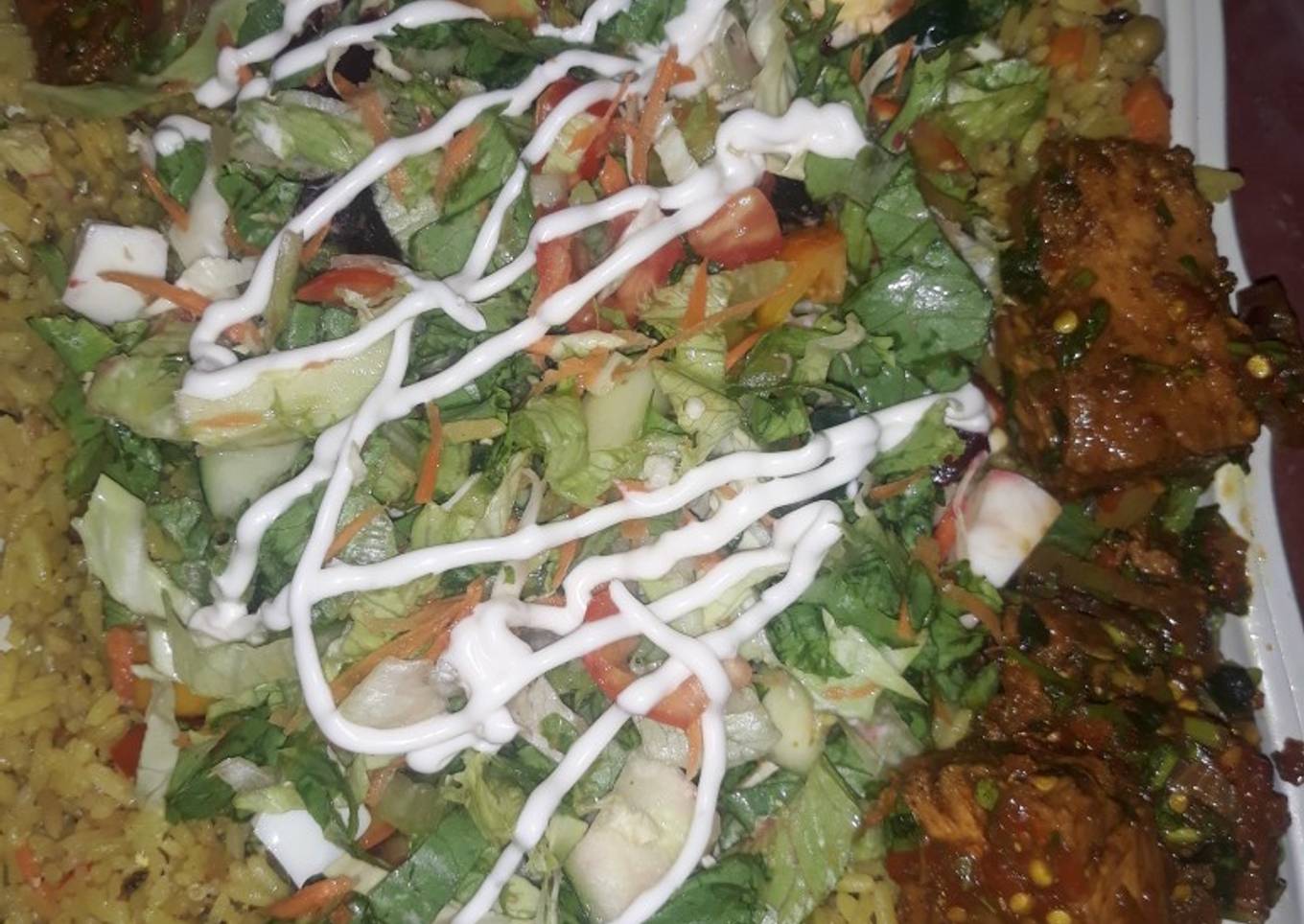 Fried rice wt peppered tofu n salad