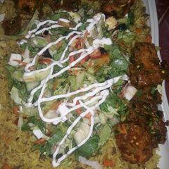 Fried rice wt peppered tofu n salad A picture of Fried rice wt peppered tofu n salad.