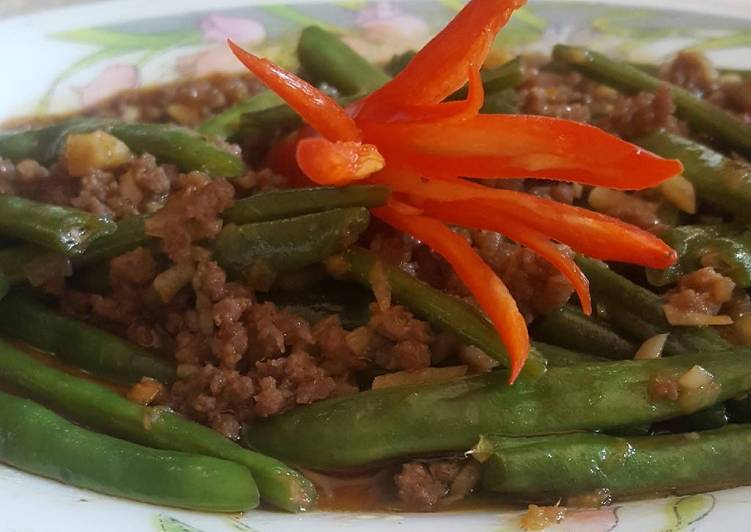 Bumbu memasak Tumis Buncis Daging Giling yang Lezat