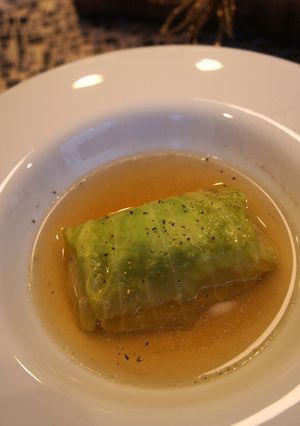 A picture of Classic Stuffed Cabbage Rolls in Clear Soup.