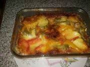 Una foto de lasagna de carne de soya