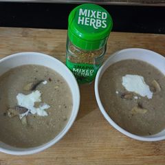Cream of mushroom soup A picture of Cream of mushroom soup.