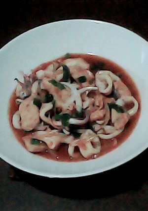 Foto resep Cumi daging ayam fillet asem manis pedas