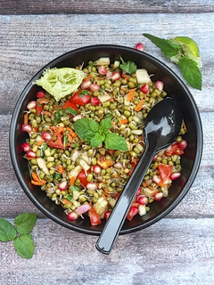 अंकुरित मूंग बीन सलाद बॉउल(sprouts moong been salad bowl recipe in hindi) रेसिपी मुख्य फोटो