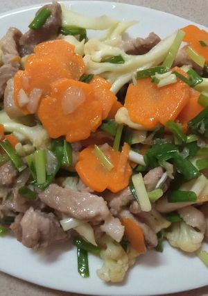 Hình của món Thịt lợn xào súp lơ.