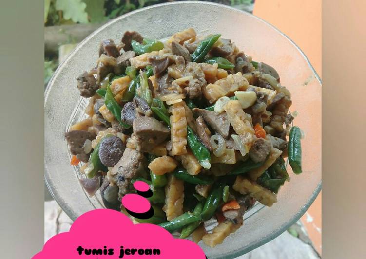 Langkah Membuat Tumis jeroan kacang panjang dan tempe, Lezat
