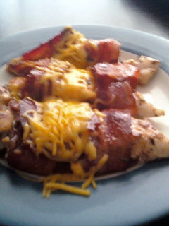 A picture of Candied bacon wrapped chicken.