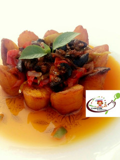 A picture of Fried plantain with periperi snail.
