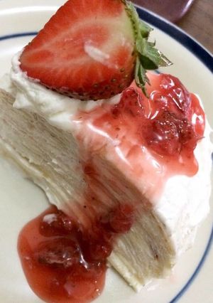 Foto resep Vanilla Mille Crépe with Berry Compote