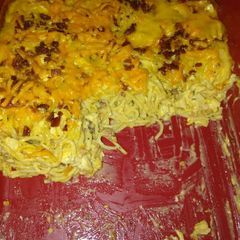 A picture of Crack Chicken Spaghetti Bake.
