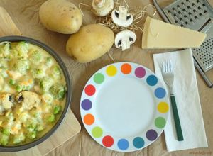 Una foto de Romanescu gratinado con bechamel de calabaza
