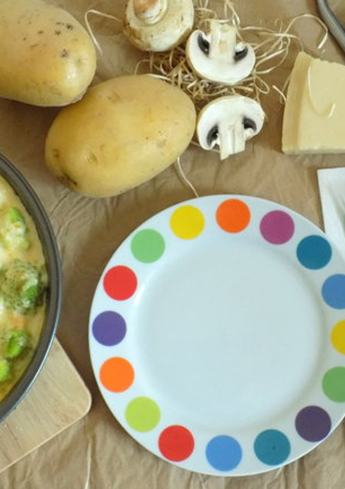 Una foto de Romanescu gratinado con bechamel de calabaza