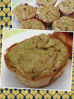 Una foto de Muffins de puerros y puré de arvejas