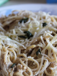 Una foto de Pasta con salsa vegana de champiñones