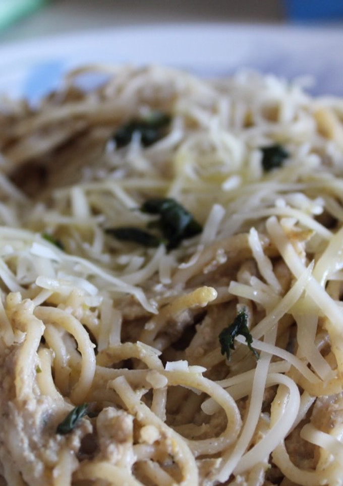Una foto de Pasta con salsa vegana de champiñones