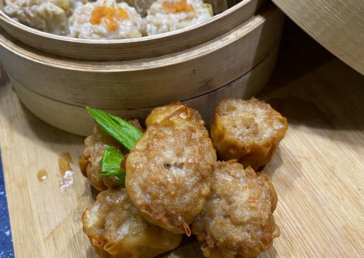 Fried and steam siu mai