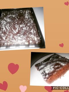 صورة لوصفة كيكة 🍮الماء الساخن 🍵المسقية بالفلان🍫🍫