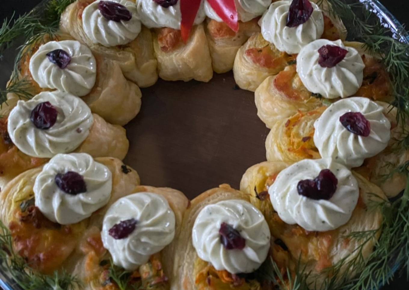 Paneer puff pastry xmas wreath