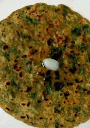 A picture of Methi cheese paratha.