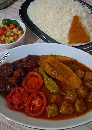 عکسی از دستور خورش قلقلی و بادمجون با آلو🍆