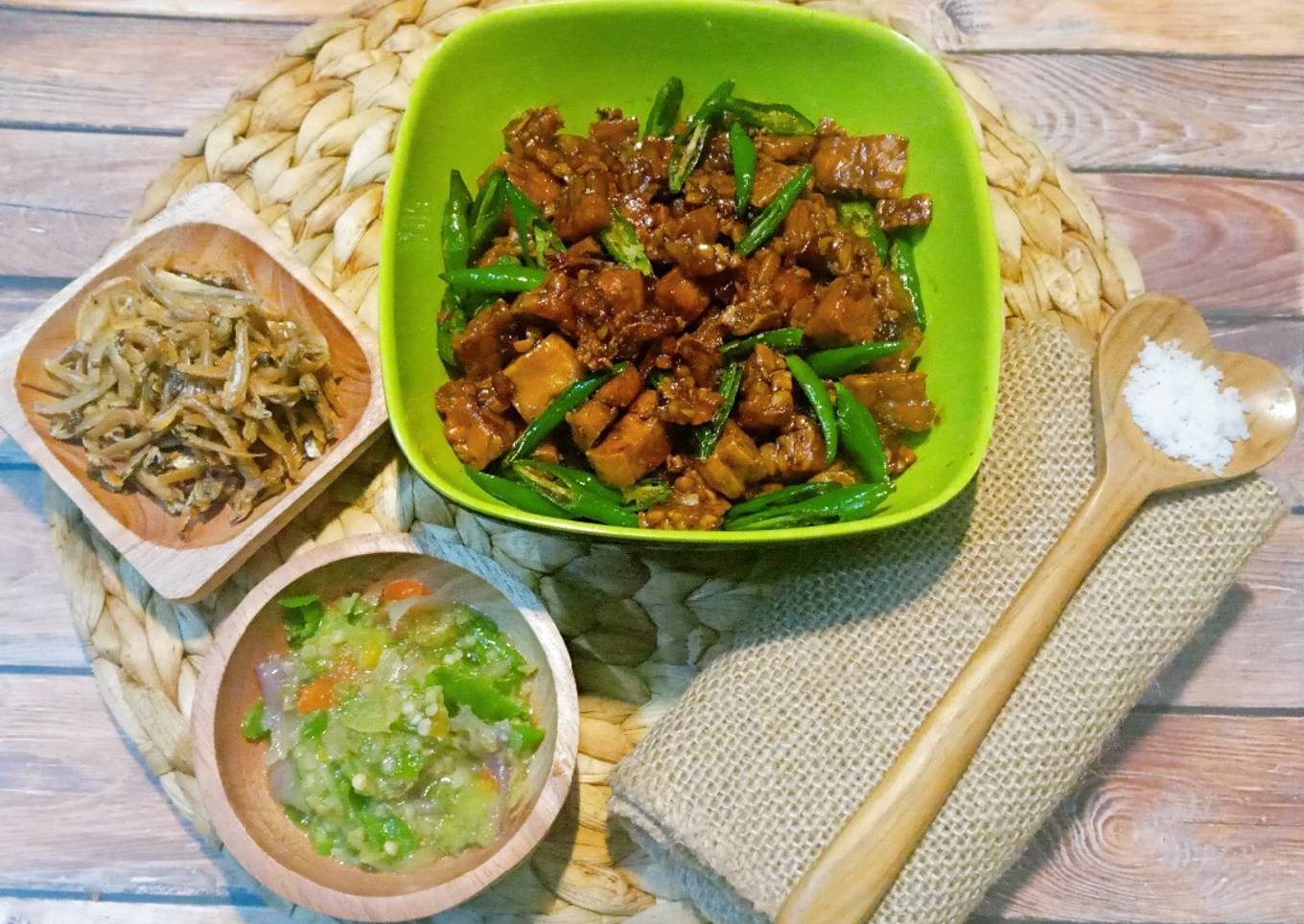 Tempe & Tahu orek saus tiram