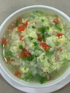 Foto resep Bubur nasi & sayur, menu sederhana