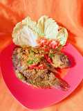 Ikan Mujair pedas bumbu kuning kuah santan