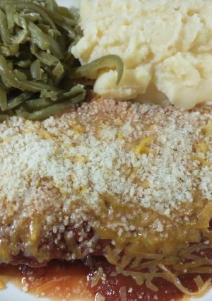 A picture of Cheesy Parmesan Chicken (fried).