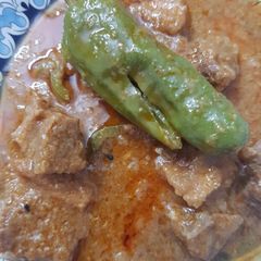 A picture of Meat with green chillies.